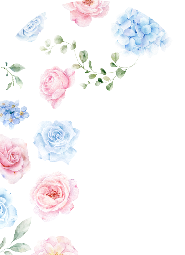 Floral left panel of an arched wedding bar display